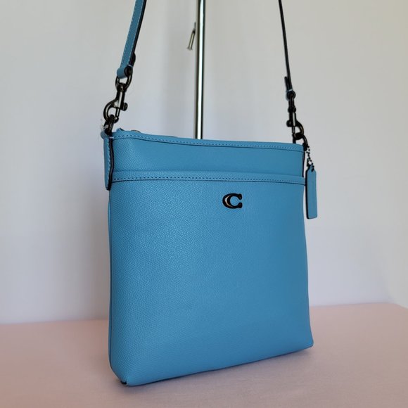 COACH Kitt Crossgrain Leather Messenger Crossbody- Pool ⭐ - Picture 4 of 16